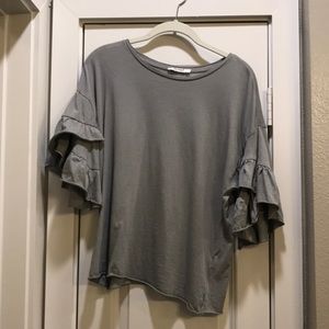 Zara grey ruffle shirt